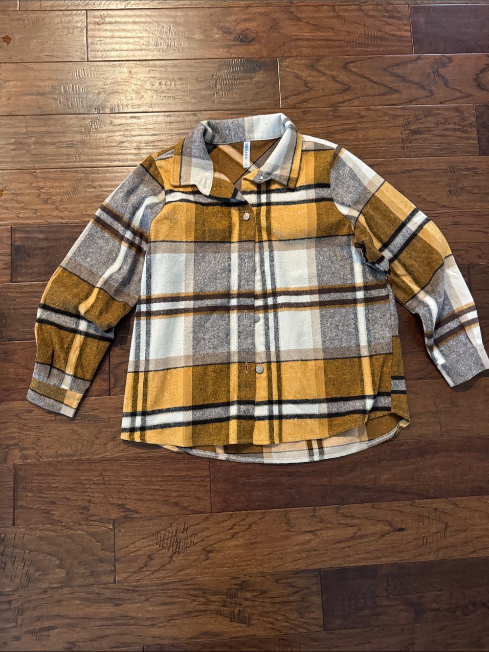 Women’s Mustard Plaid Button-Front Shacket